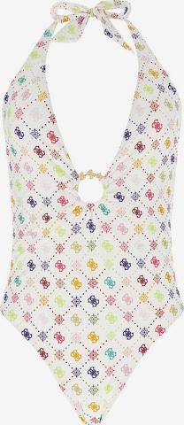 GUESS Triangle Swimsuit in White: front