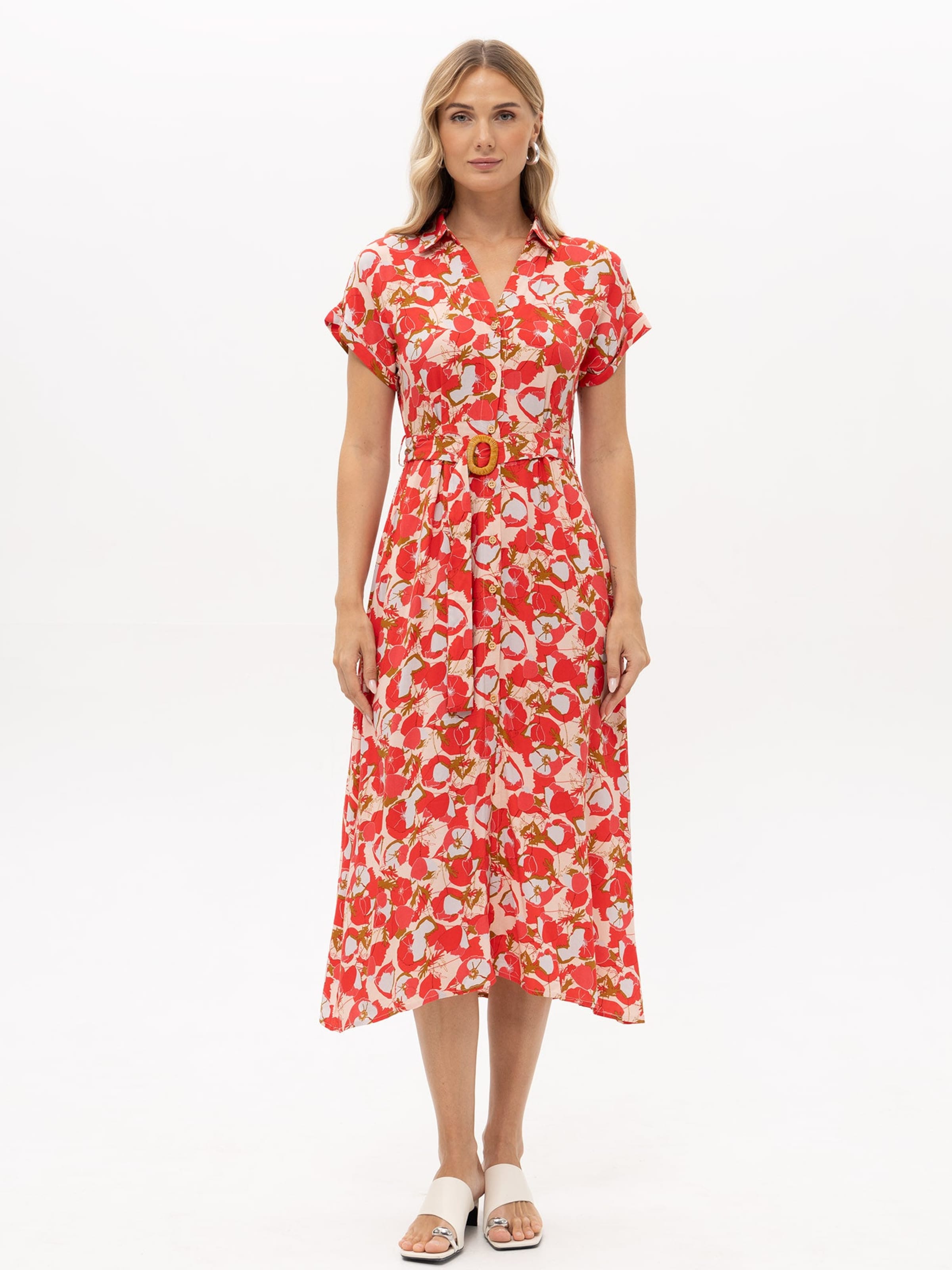 Passioni Summer Dress 'Sommerkleid mit Blumenprint' in Red: front
