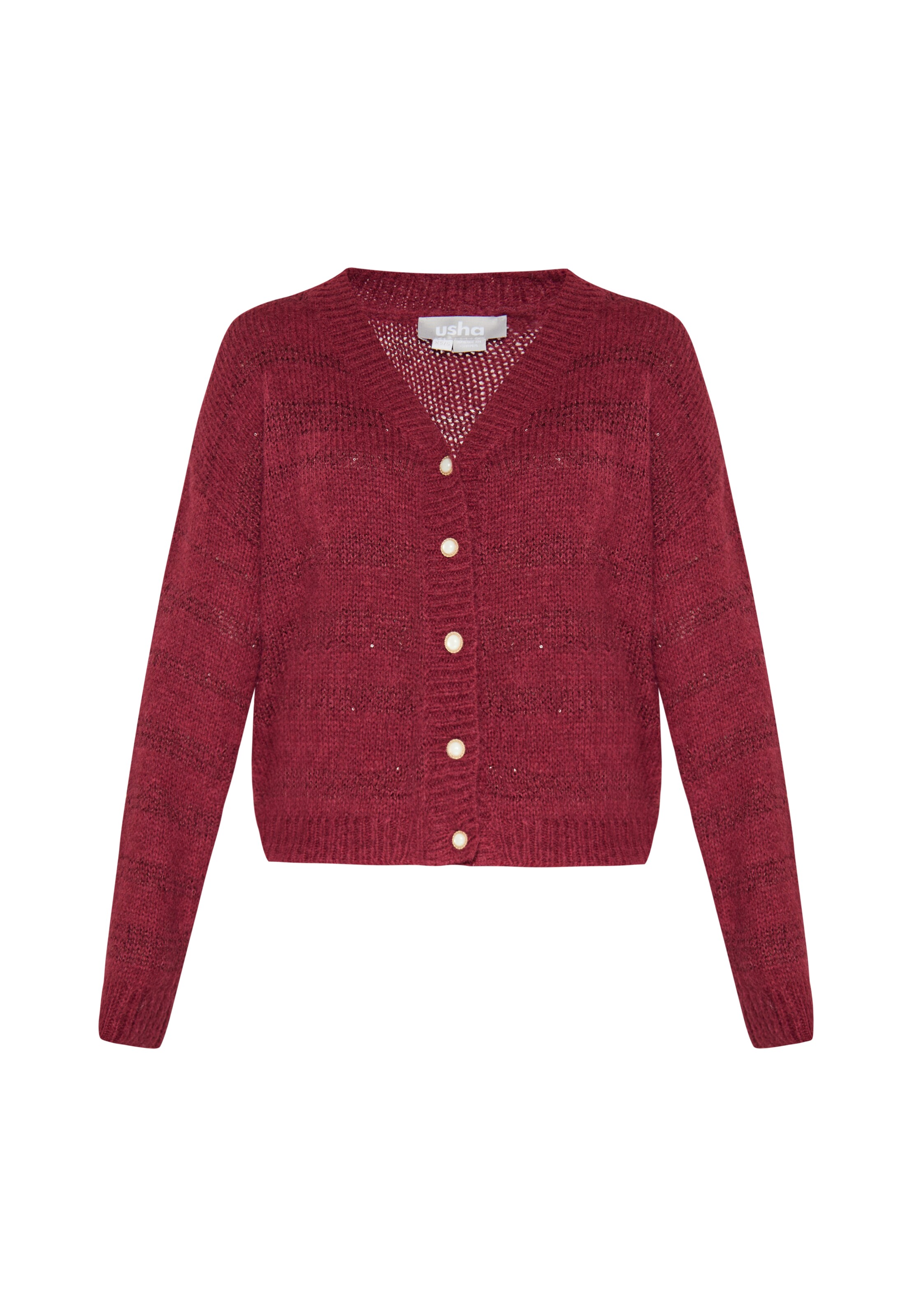 Usha Gebreid vest in Rood: voorkant