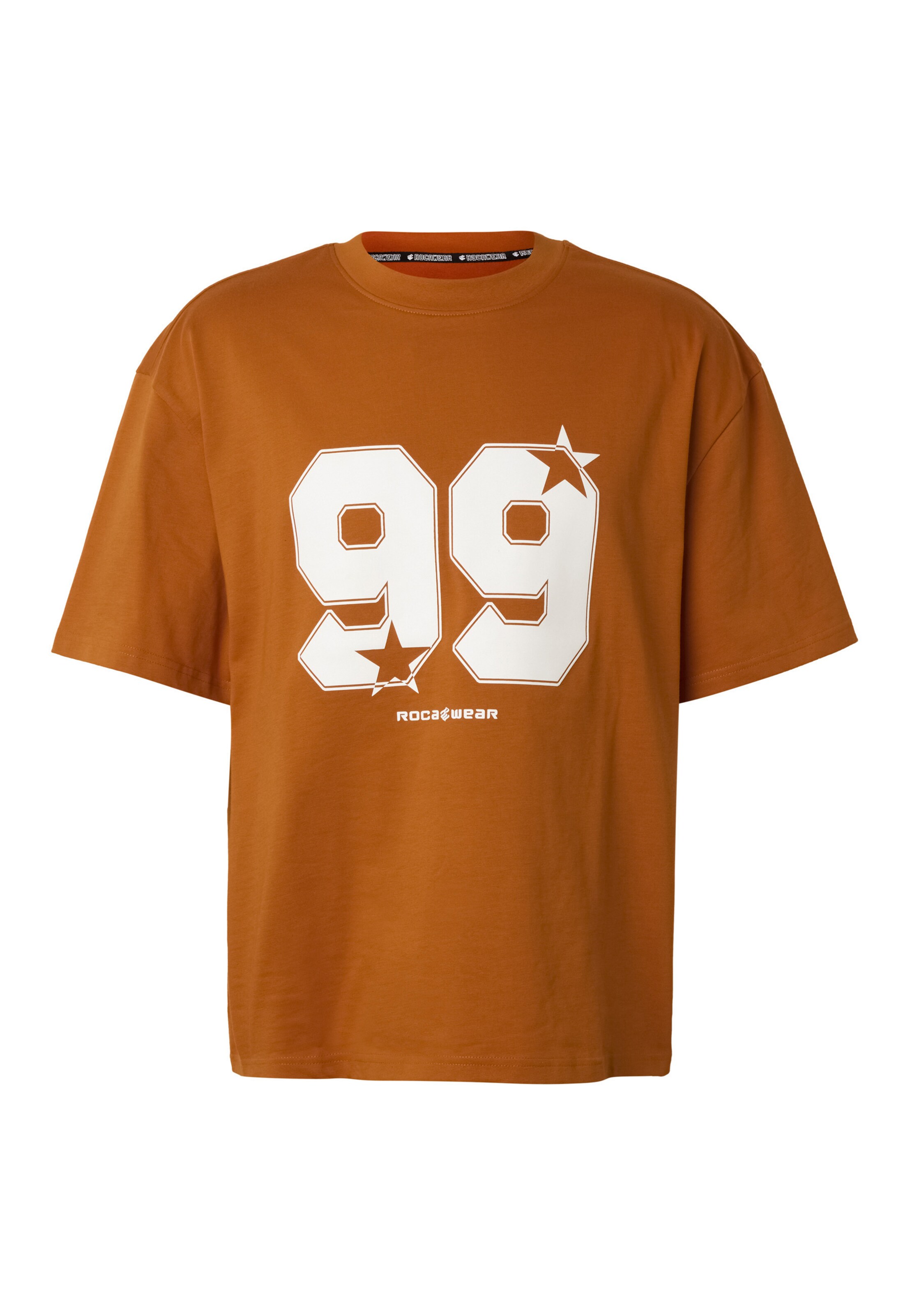 ROCAWEAR T-Shirt 'Strambers' en orange foncé / blanc, Vue avec produit