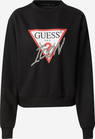 Bluză de molton de la GUESS pe negru: față