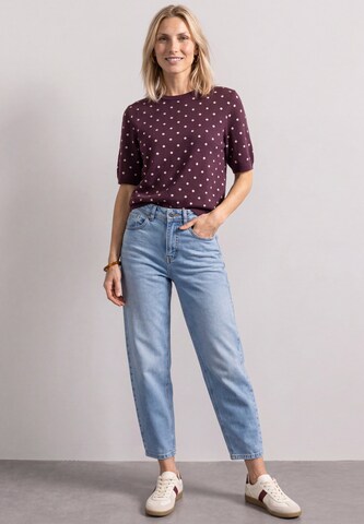 STREET ONE Kurzarm Pullover mit Rundhals und Muster in Rot