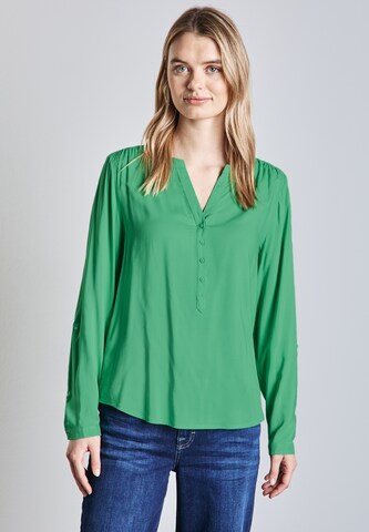 STREET ONE Basic Bluse in Unifarbe in Grün: Vorderseite