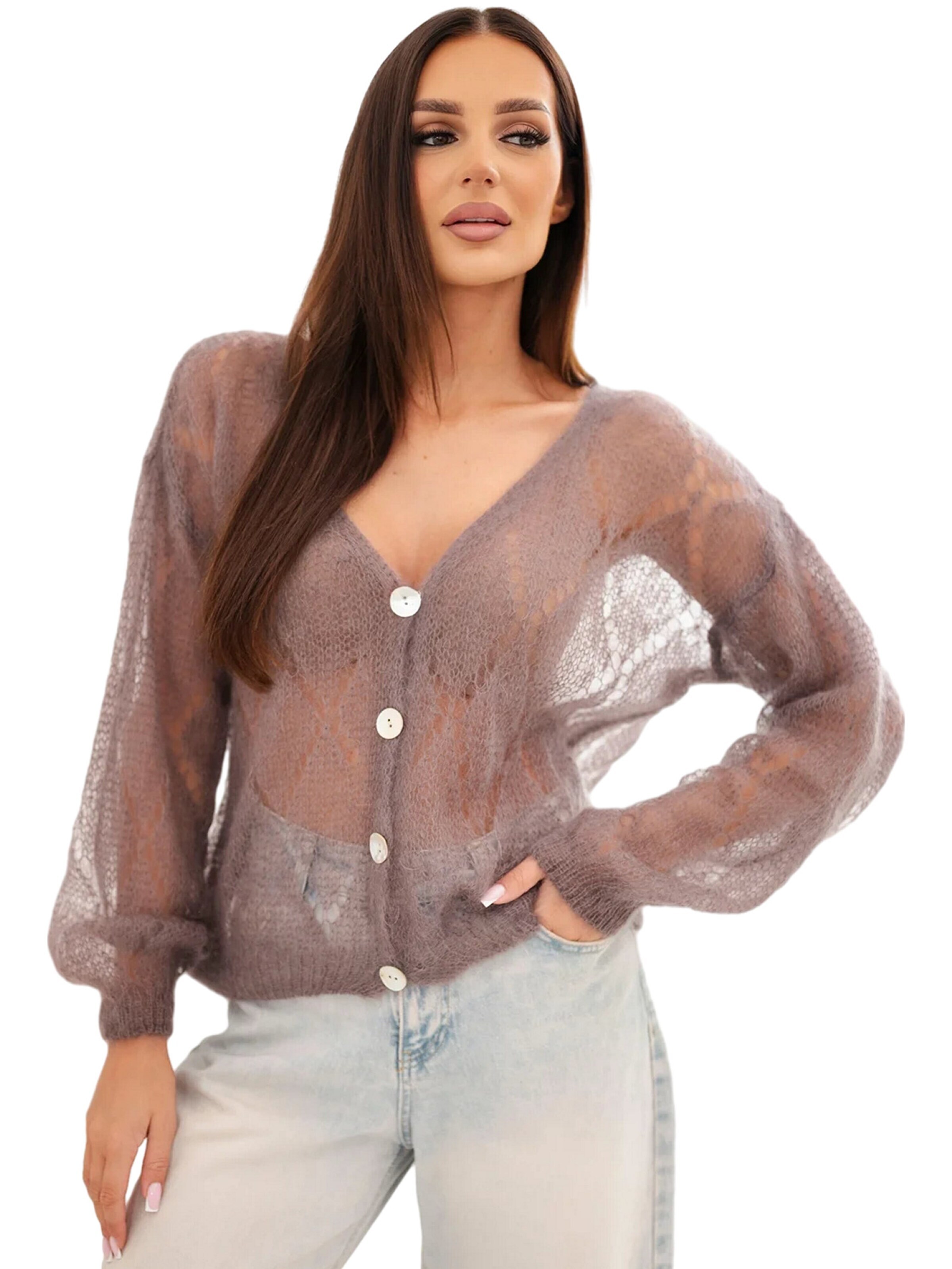 Lumera Kardigan 'Ciliegia' – šedá: přední strana