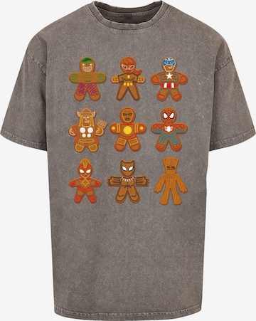 ABSOLUTE CULT Shirt 'Marvel Universe - Christmas Gingerbread Avengers' in Grijs: voorkant