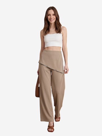 My fashion Wide leg Broek in Beige: voorkant