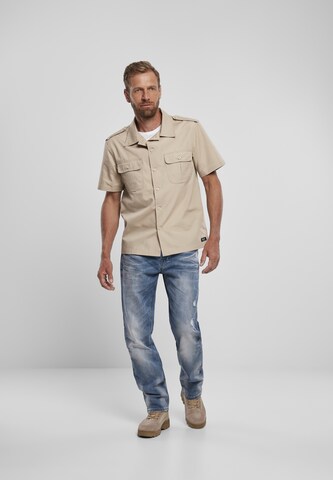 Brandit Regular fit Button Up Shirt in Beige