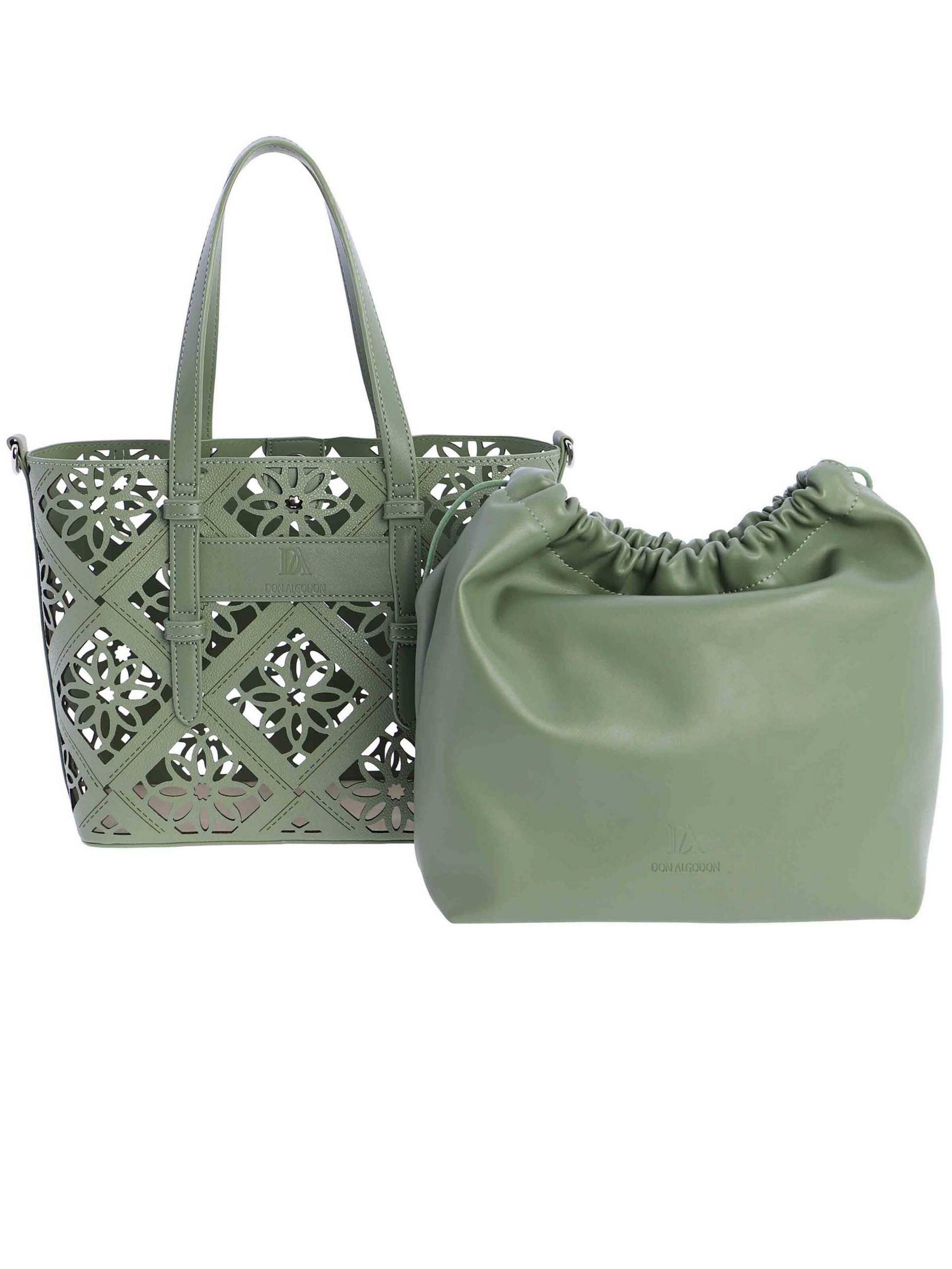 Don Algodon - Bolso de mano 'Irisa' en verde: frente