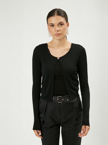 Influencer Knit Cardigan ' Cropped basic cardigan ' in Black: front