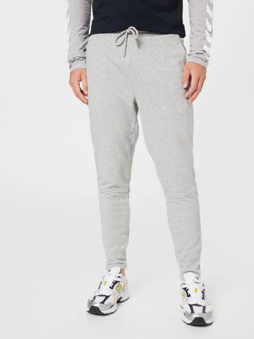 Hummel Tapered Workout Pants in Grey: front