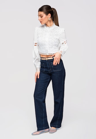 Ombre Bluse in Weiß