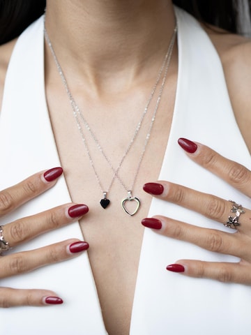 Hey Happiness Ketting 'Connected Mother and Daughter Heart' in Zilver