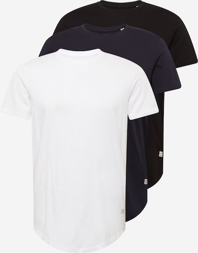 Marškinėliai 'Noa' iš JACK & JONES, spalva – tamsiai mėlyna jūros spalva / juoda / balta, Prekių apžvalga