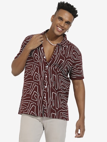 Campus Sutra Comfort fit Button Up Shirt 'Archer' in Red: front