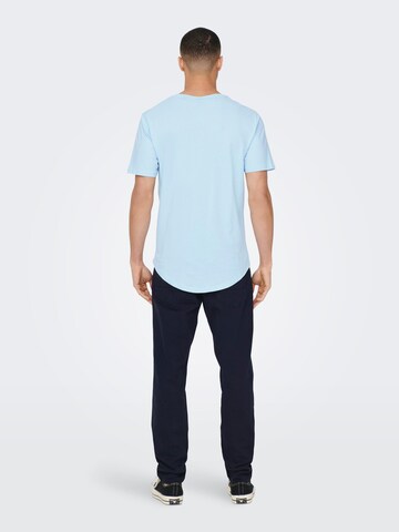 Only & Sons Regular Fit T-Shirt 'Matt' in Blau