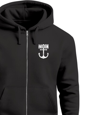 Neverless Sweatjacke 'Moin Anker' in Schwarz