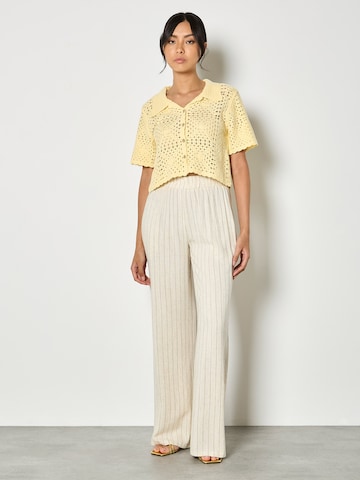 Wide Leg Pantalon Apricot en beige : devant