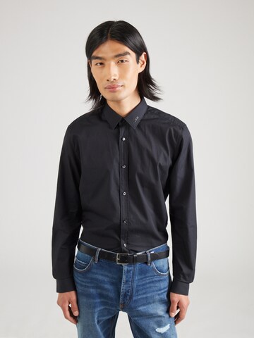 HUGO Super Slim Fit Srajca 'Elisha02' | črna barva: sprednja stran