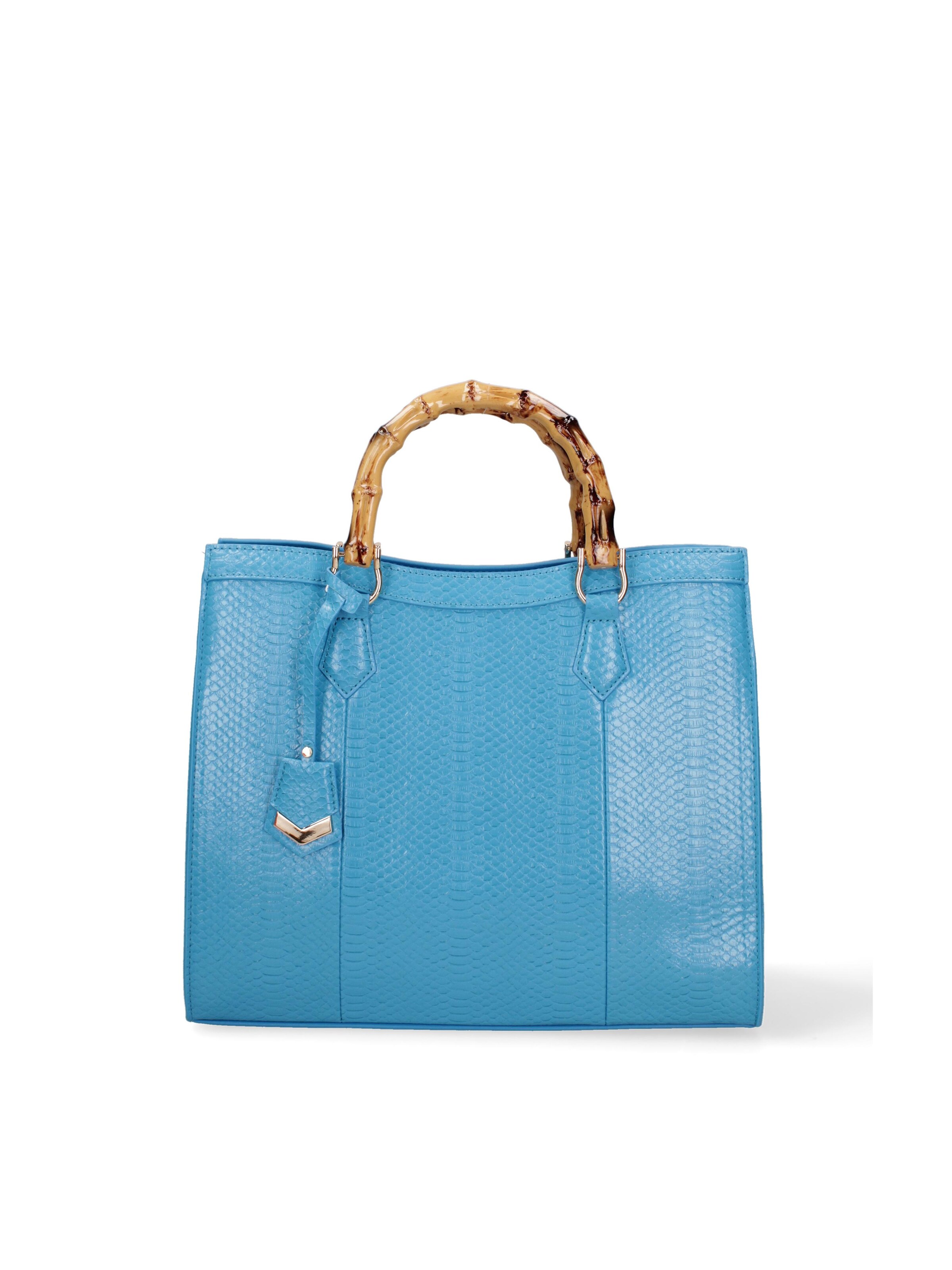 Borsa a spalla 'Borsa a Spalla Donna Ecopelle Vegana con Manico Bambù' di Diana&Co. in blu: frontale