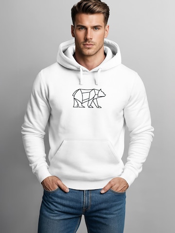 Neverless Sweatshirt 'Bär Lineart Polygon' in Weiß