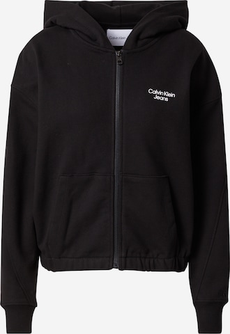 Calvin Klein Jeans Zip-Up Hoodie in Black: front