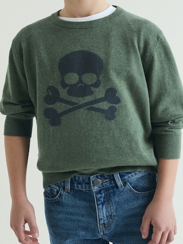 Scalpers Sveter 'Skull Intarsia' - Zelená