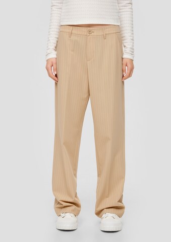 Wide Leg Pantalon à plis QS en beige : devant