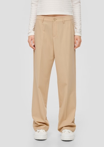 QS - Pierna ancha Pantalón de pinzas en beige: frente