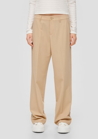 QS Wide leg Trousers with creases in Beige: front