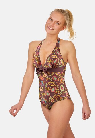 BECO the world of aquasports Badeanzug 'Boho Blossom' in Braun