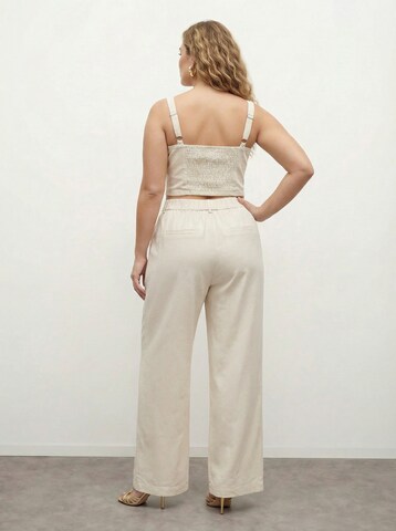 CITA MAASS Široke hlačnice Hlače na rob | bež barva