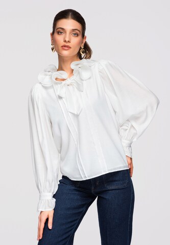 Ombre Bluse in Weiß