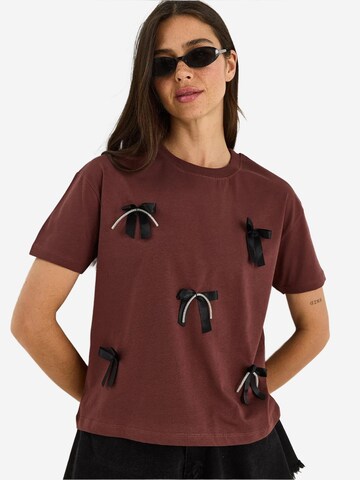 T-shirt Bianco Lucci en marron