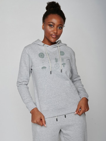 GREENBOMB Sweatshirt 'Bike Mushrooms 2' in Grijs: voorkant