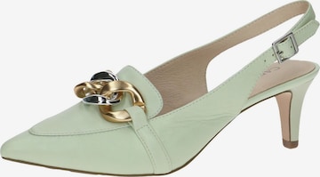CAPRICE Slingback Pumps in Green: front