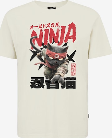 T-Shirt 'Asian Ninja Cat Graphic' Oldskull en blanc : devant
