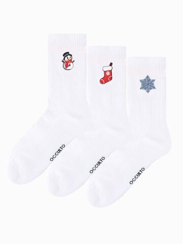 Occulto Socks 'Christmas Claus' in White
