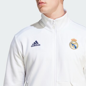 ADIDAS SPORTSWEAR Athletic Zip-Up Hoodie 'Real Madrid Anthem' in White