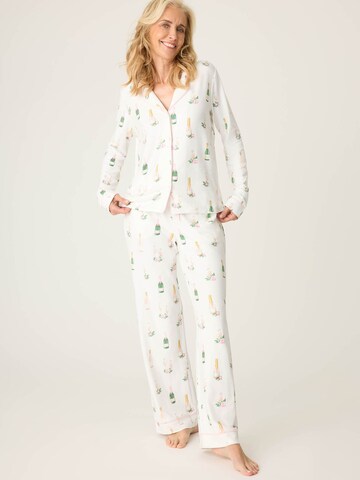 PJ Salvage Pajama ' Breakfast of Champs ' in White: front