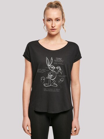 T-shirt 'Looney Tunes Bugs Bunny Drawing Instruction' F4NT4STIC en noir : devant