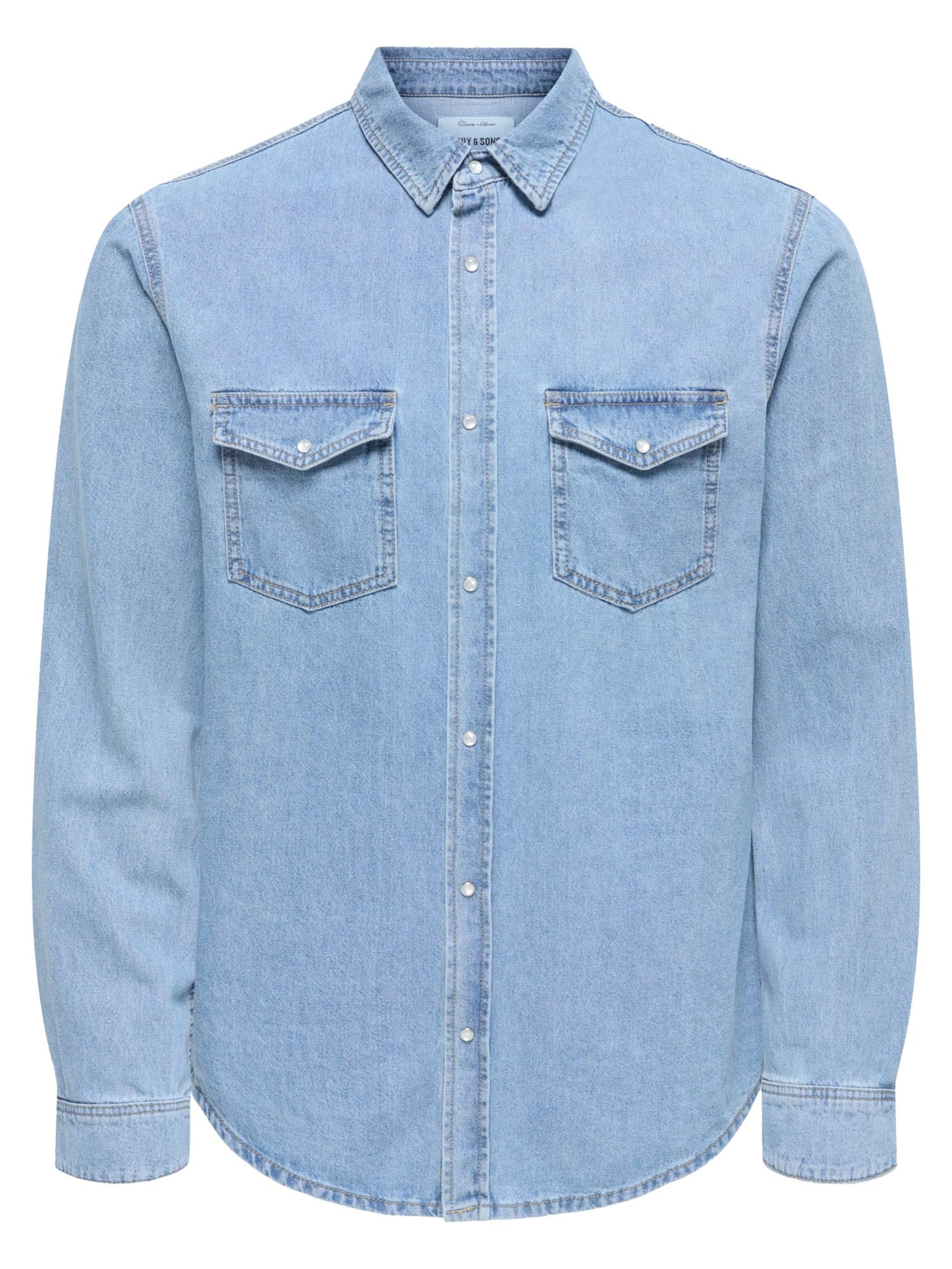 Only & Sons Button Up Shirt 'Bane' in Blue: front