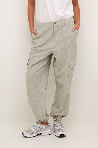 Kaffe Tapered Cargo Pants in Beige: front