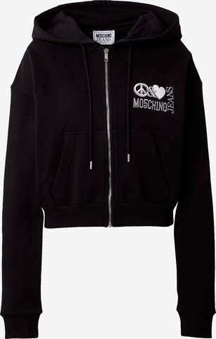 Moschino Jeans - Sudadera con cremallera en negro: frente