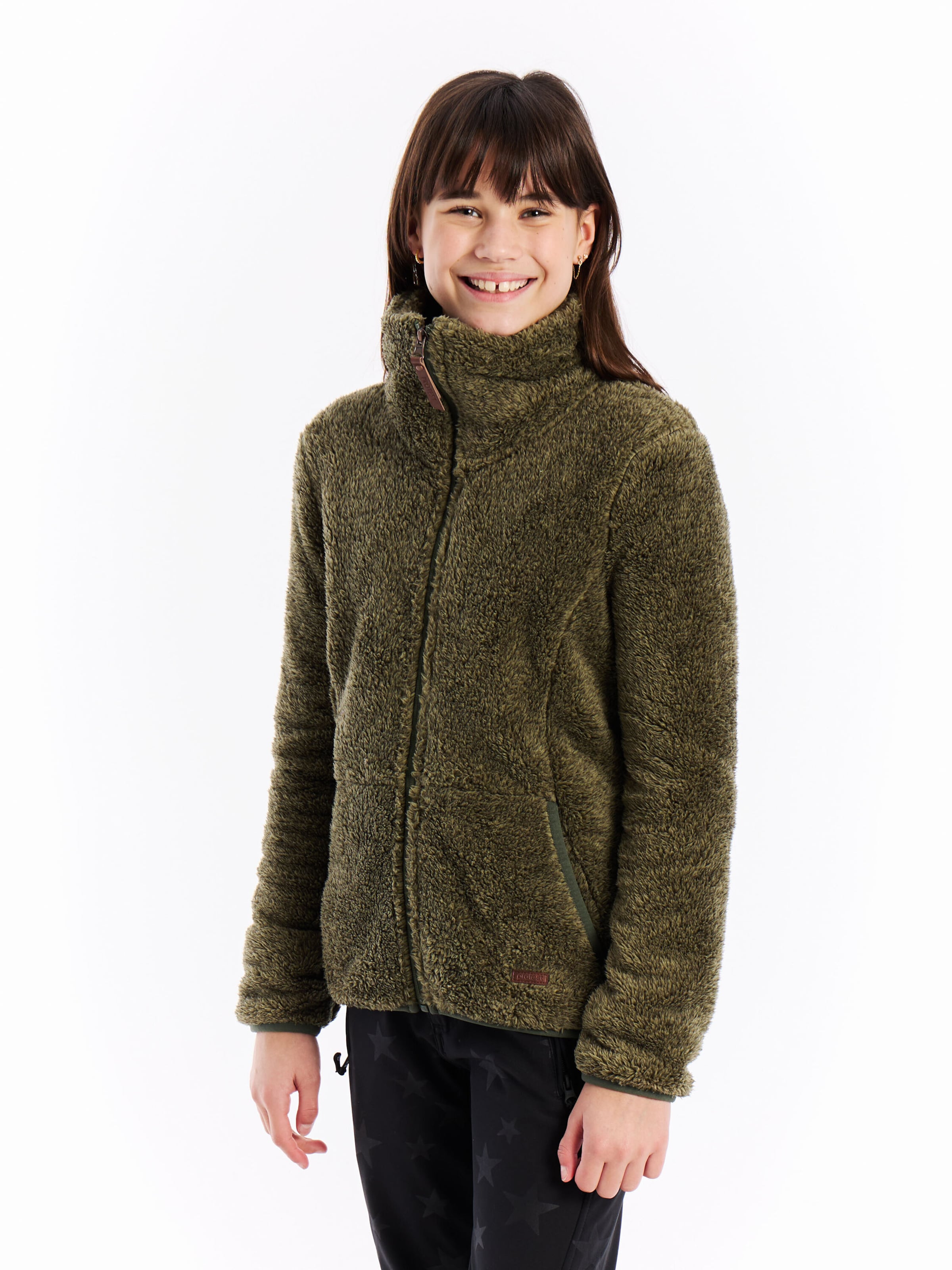 PROTEST Fleece jacket 'Riri JR' in Green: front