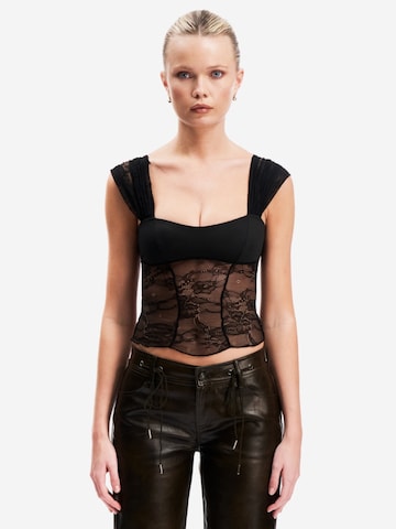 OW Collection Top ' VILDA ' in Zwart: voorkant