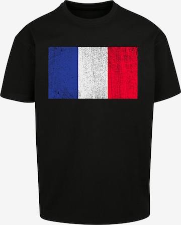 T-Shirt 'France Frankreich Flagge distressed' F4NT4STIC en noir : devant