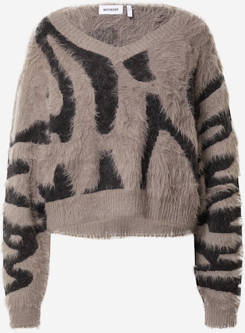 WEEKDAY Sweater 'Cora Hairy' in Beige: front