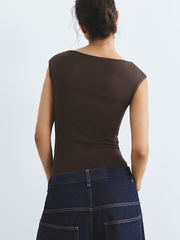 Pull&Bear Блуза боди в кафяво