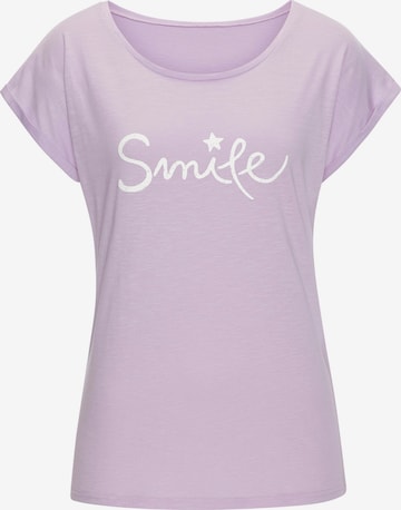 T-shirt BEACH TIME en violet : devant