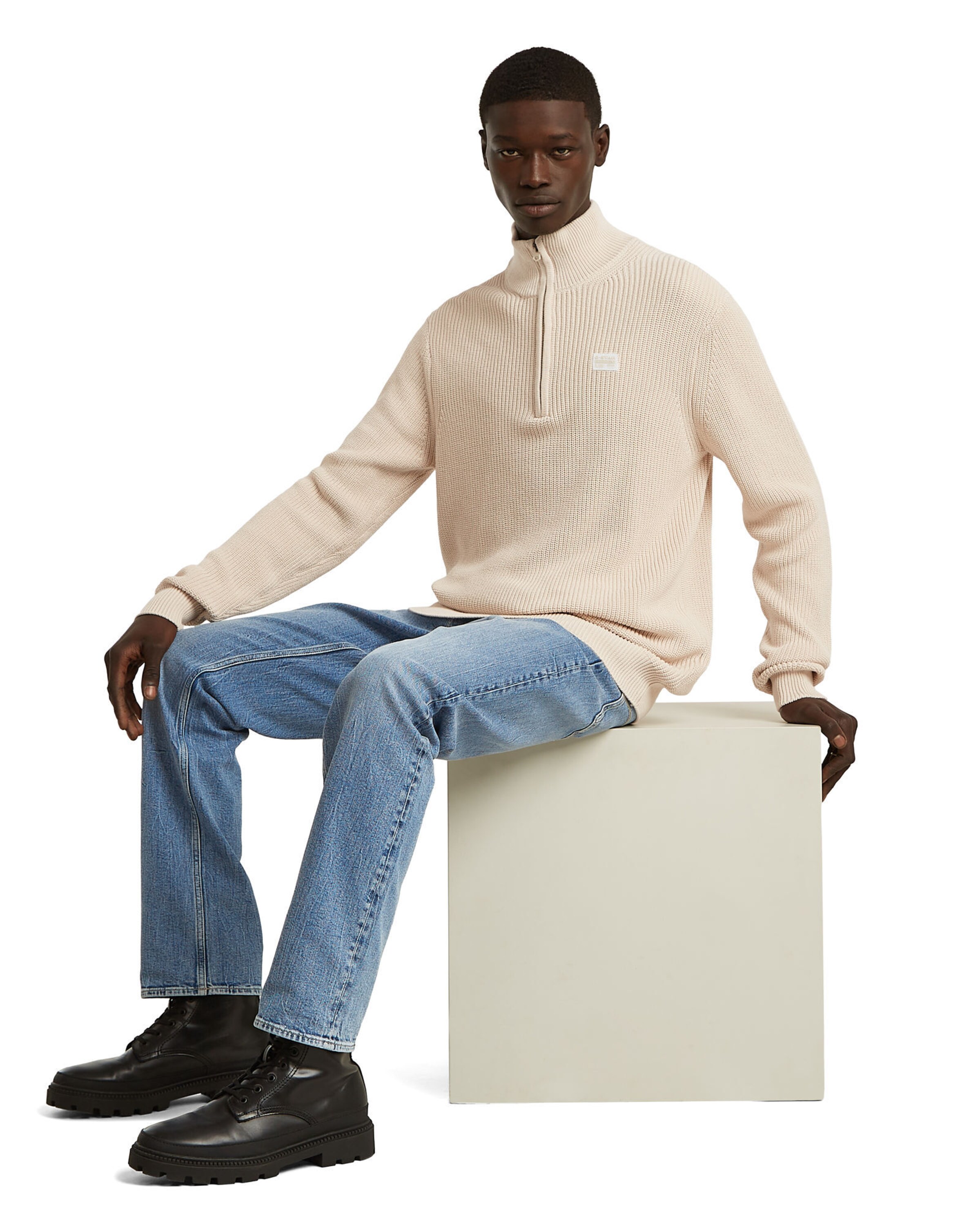 G-STAR Pullover 'Half Zip' in Beige